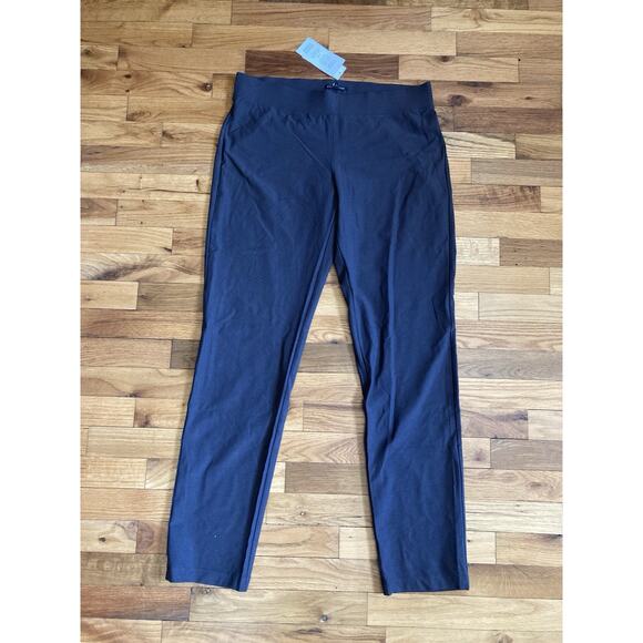 Eileen Fisher Slim Pant w/ Yoke Deep Rye Brown Washable Stretch Crepe Medium - Picture 1 of 9